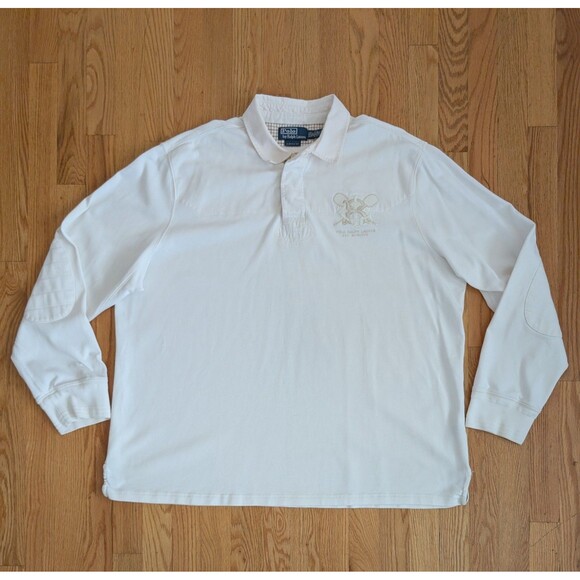 Vintage Polo Ralph Lauren Rugby Style Shirt Tennis Logo Mens 2XL Custom Fit - Picture 2 of 10